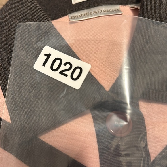 Draper’s &Damon’s Pink and Black Button-Up Shirt  shoulder pads women’s large - Picture 16 of 16